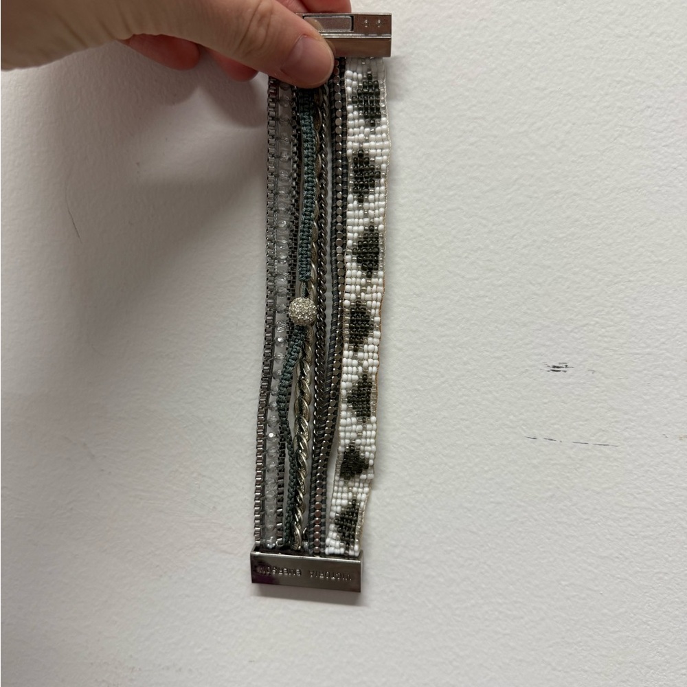 Victoria Emerson Silver and White Beaded Bracelet